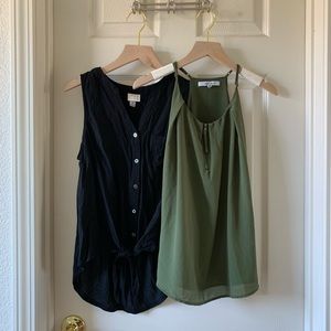 Black and Olive Sleeveless Tops Bundle
